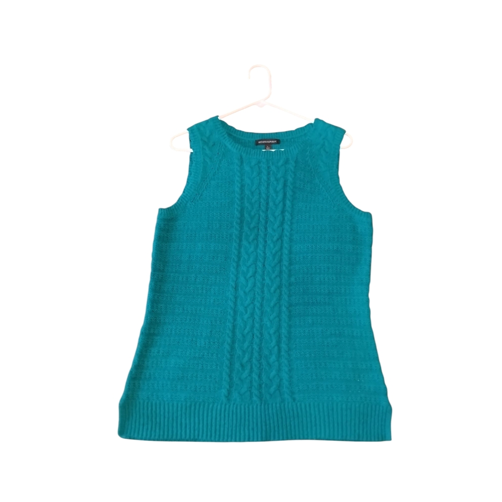 Banana Republic Sleeveless Emerald Green Crew Neck Sweater Casual